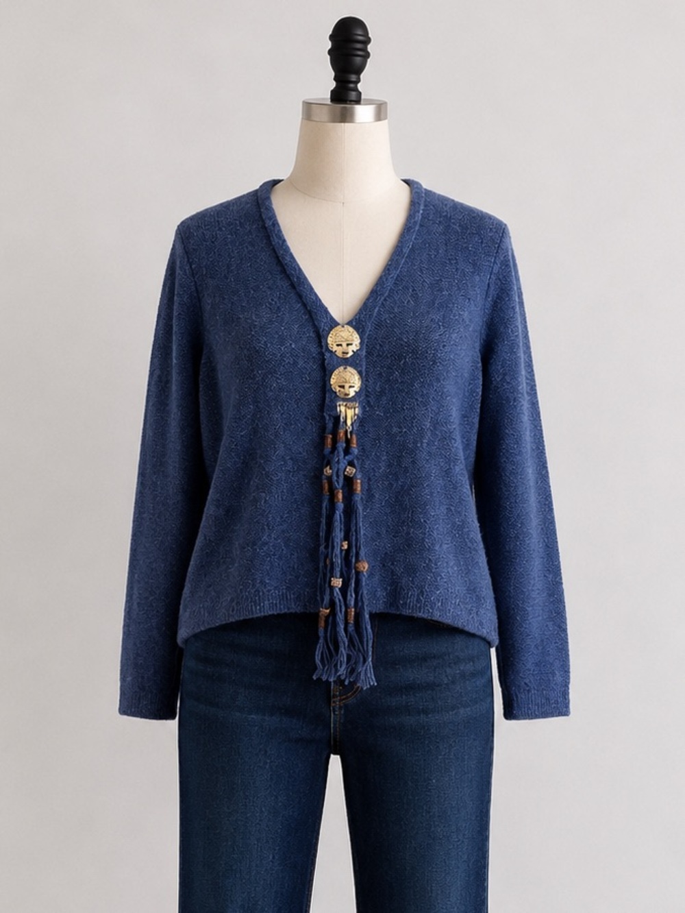 Vintage Alpaca V-Neck Sweater Size Small Southwestern Ranch Chic Folk Inspired